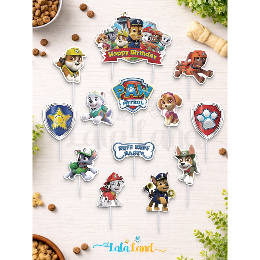 Paw Patrol Birthday Cake Topper | Dekorasi Tart Ulang Tahun | Hiasan Tusukan Kue Cupcake Puding Ulta