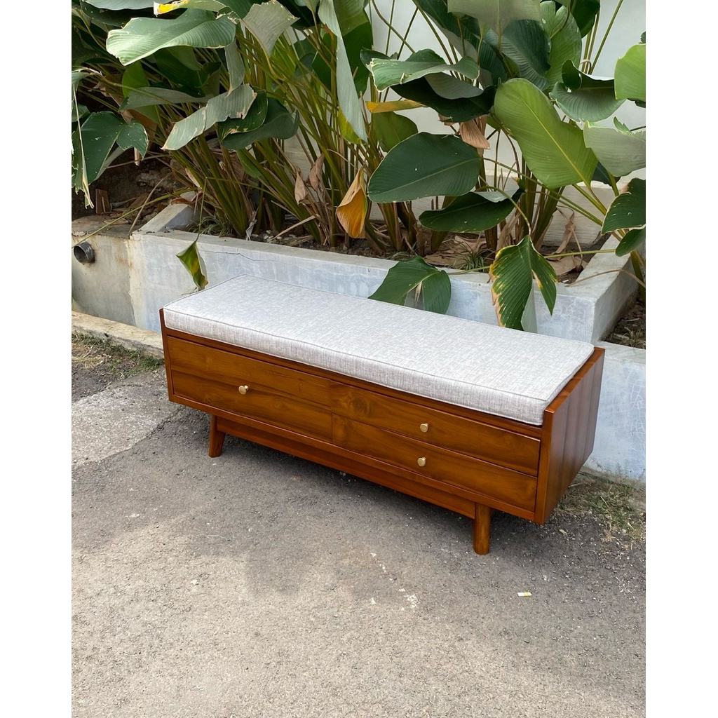 SOFA KAYU PANJANG MINIMALIS DENGAN 3 LACI