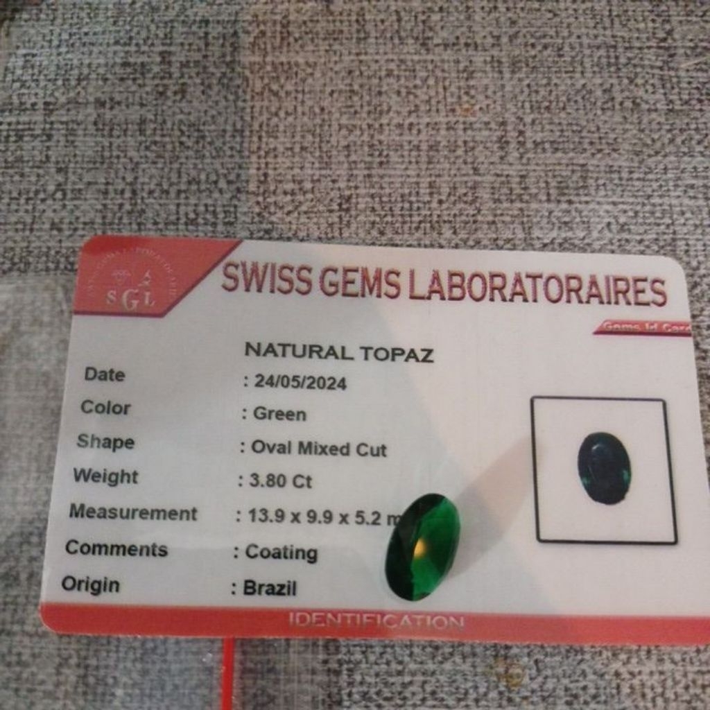 batu natural green topaz plus memo