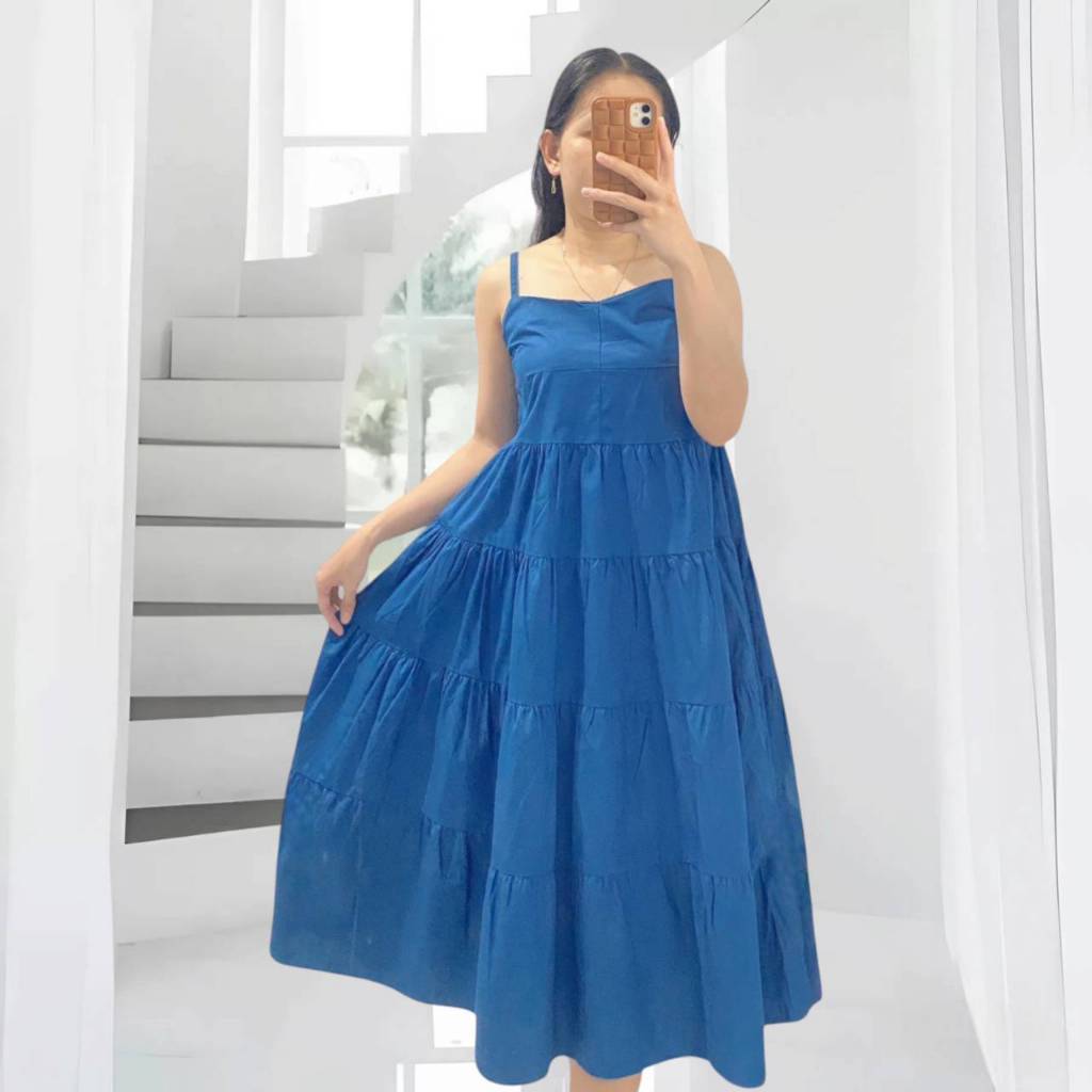 Katun PREMIUM Beatrice Maxi Long Dress Pesta Sleeveless Baju Gamis Wanita Polos Tanpa Lengan Kekinia