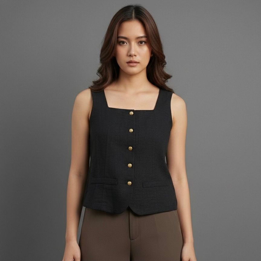 [ELORIA] Avery Vest | Atasan Korea | Atasan Wanita Kekinian | Atasan Wanita Import Bangkok