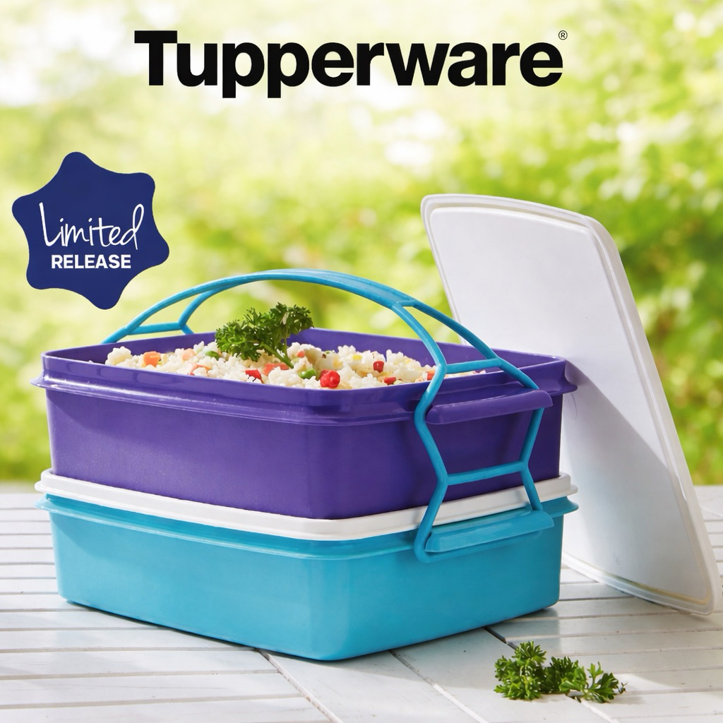 Tupperware Large Carry All Set / Rantang 2 Susun Blue Purple
