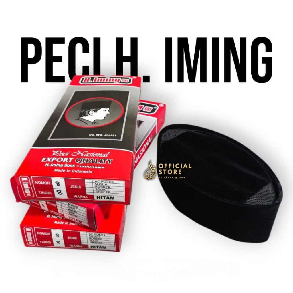 Peci Kopiah Haji Iming Sons Original Hitam Polos Ac Tinggi 7cm 8cm 9cm 10cm Ukuran Anak Dan Dewasa