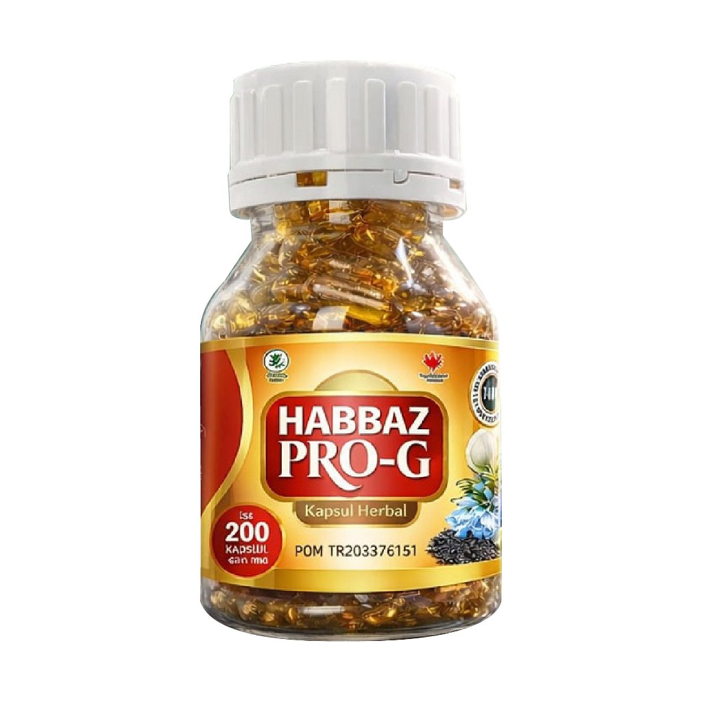Habbaz Pro G Trigona 4in1 Habbatussauda, Bawang Putih, Propolis, Minyak Zaitun 200 Kapsul
