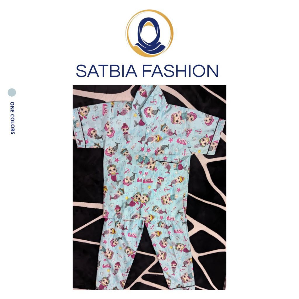 Baju Setelan Piyama Anak 8th Lengan Pendek Celana Panjang Motif LOL Surprise Mermaid 45/58 - SATBIA 