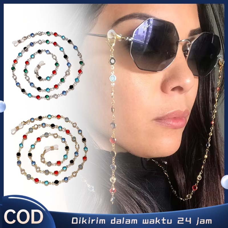 72cm Tali Rantai Kacamata Tali Kacamata Wanita Kalung Rantai Kacamata Berlian Berwarna Gantungan Kac