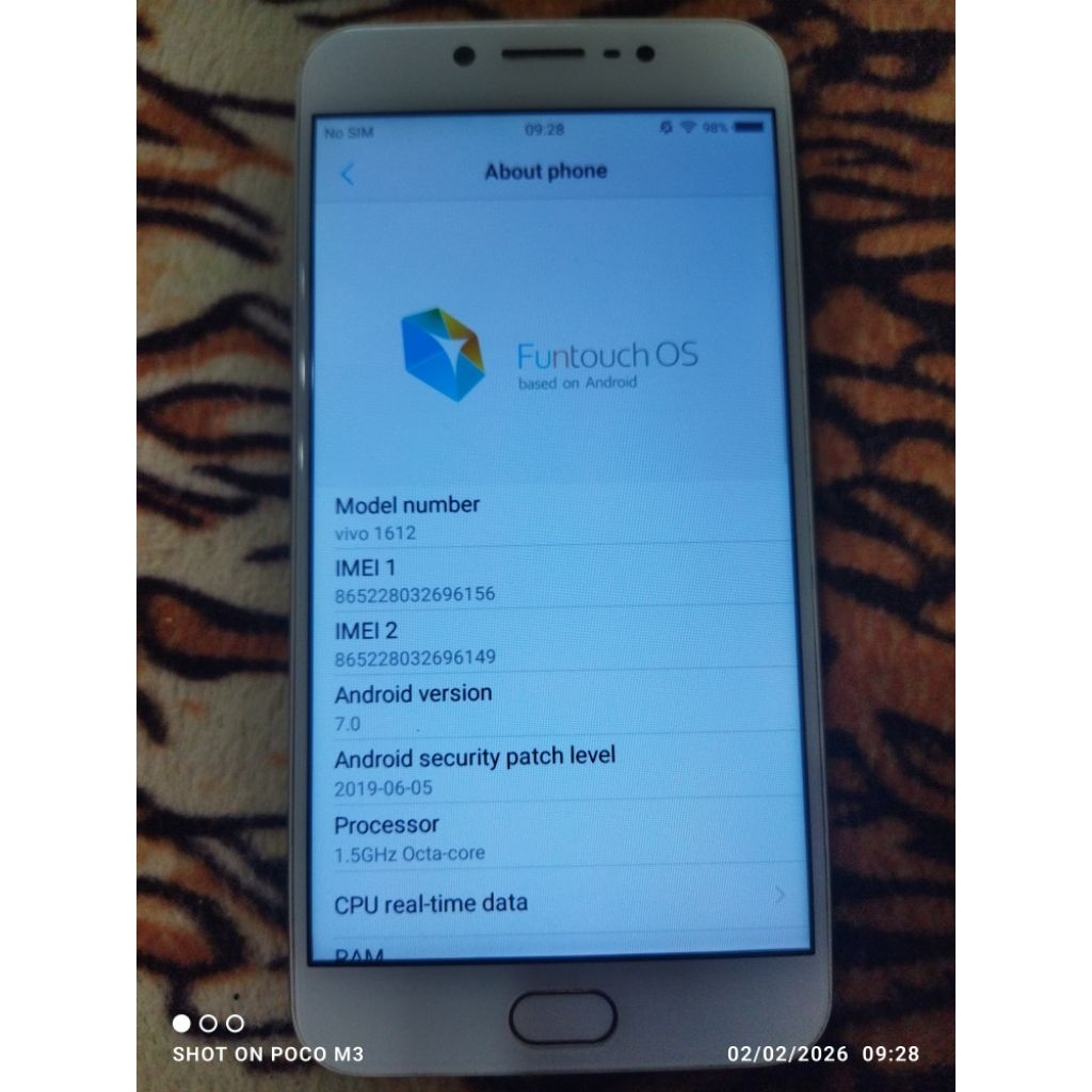 VIVO V5S RAM 4GB INTERNAL 64GB