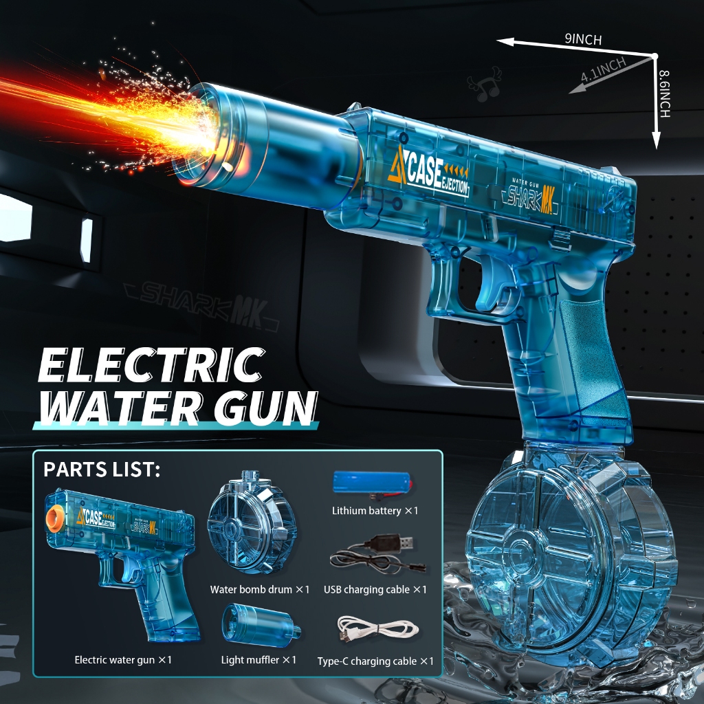 -IKIAELO- Pistol air elektrik Glock continuous water gun toy continuous electric water spray