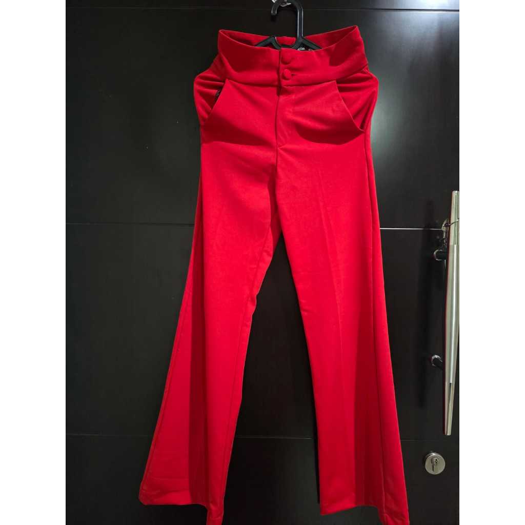 (PRELOVED) Celana Promthong Cutbray 2 buttons / Celana Panjang Wanita Warna Merah