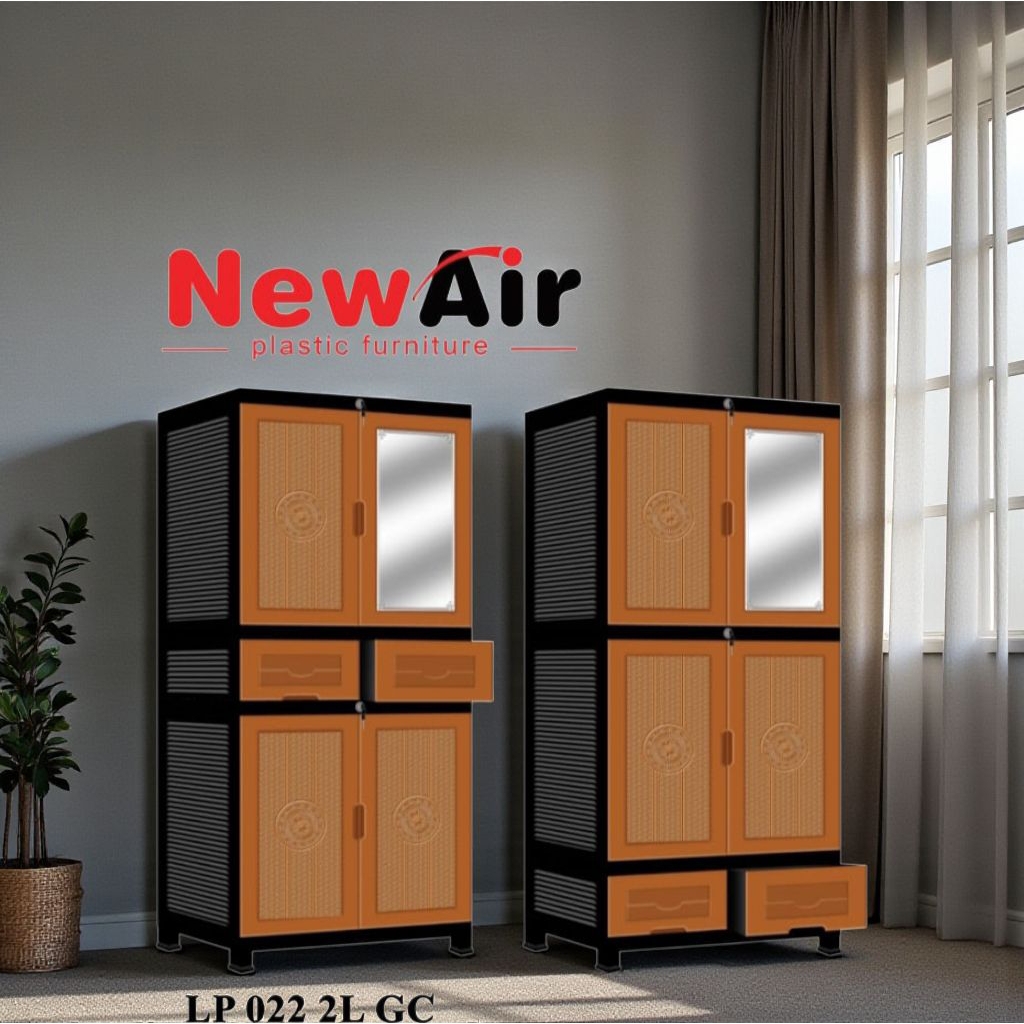 Lemari Plastik Pakaian Gantungan With 2 Laci Jumbo NEW AIR LP 022 2L
