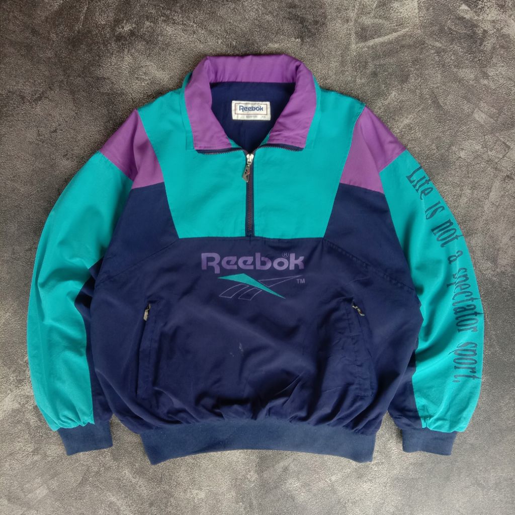 Windbreaker jacket Reebok Classic Colourblock original, Tracktop jacket Reebok big logo Colourblock,