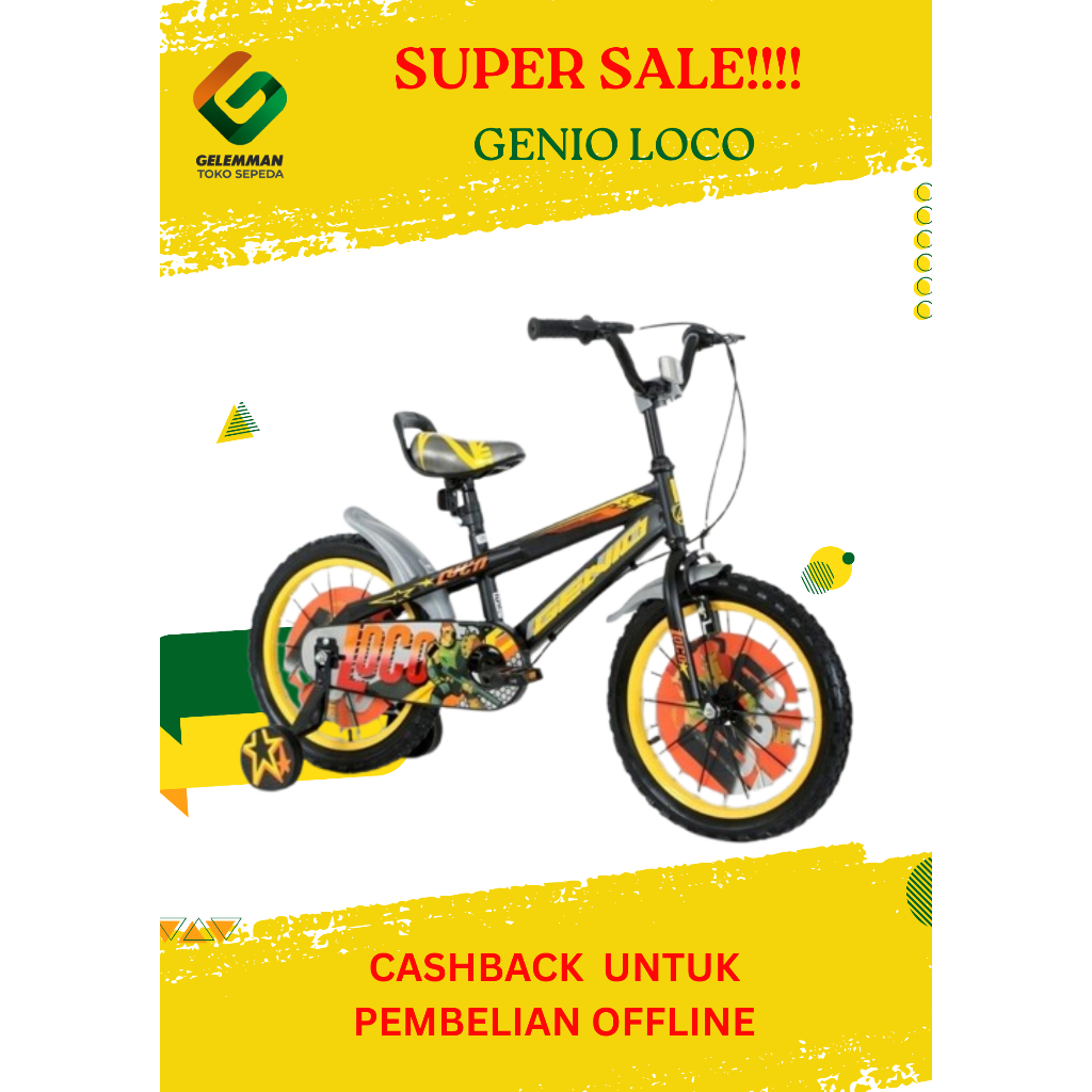 Sepeda anak genio loco ukuran 12 - 16 - 18 inch