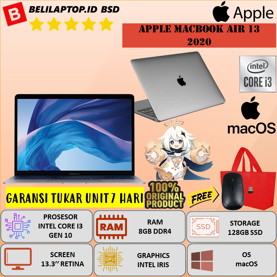 Laptop Apple Macbook Air 13 Intel Core i3 Ram 8GB DDR4 128GB SSD 13.3" Retina Mac OS