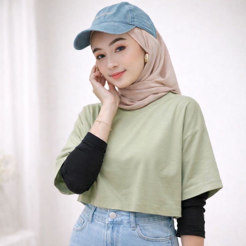 CROP TOP POLOS OVERSIZE | KAOS ATASAN CROP TOP | CROP TEE POLOS | KAOS WANITA