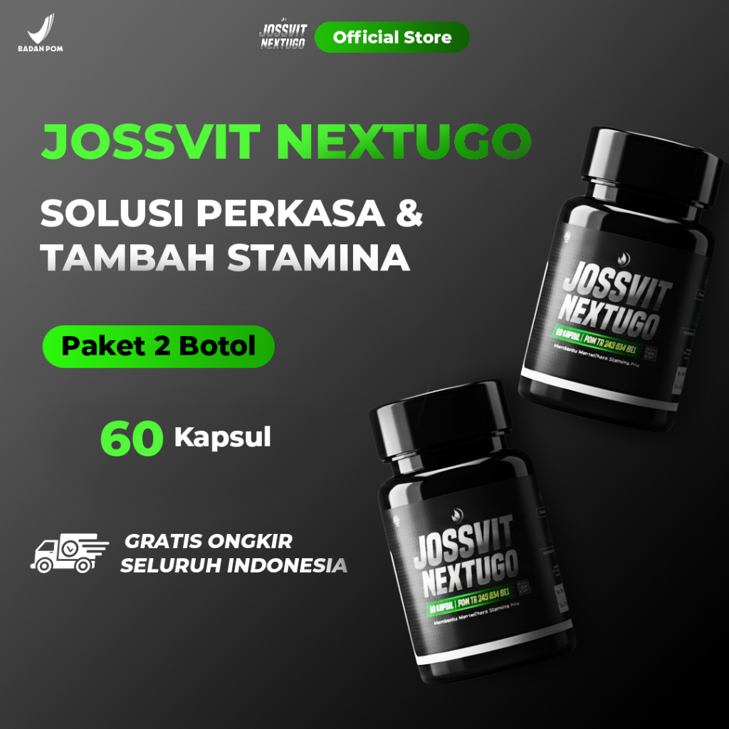 JossVIT Nextugo - 60 Kapsul Paket 2 Botol Semakin Perkasa - Bebas Efek Samping & Efek Ketergantungan