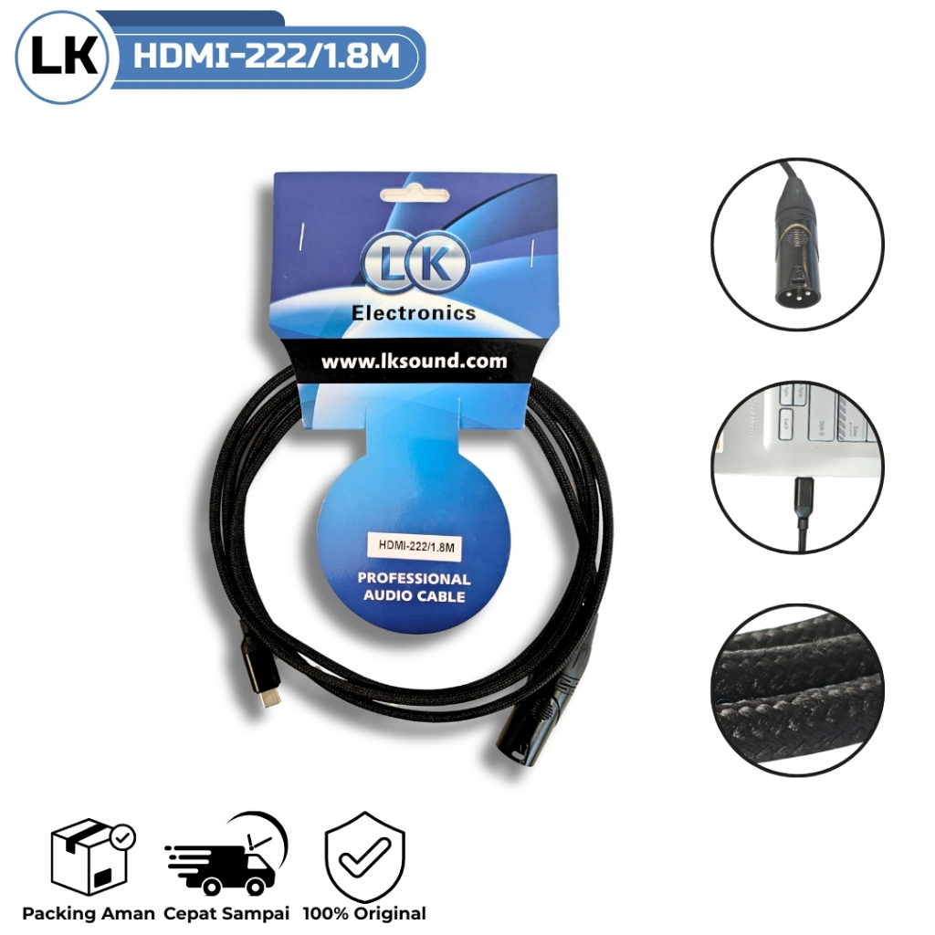 Kabel Cable Audio Profesional LK Electronics HDMI-222 Type C to 1x XLR male Original