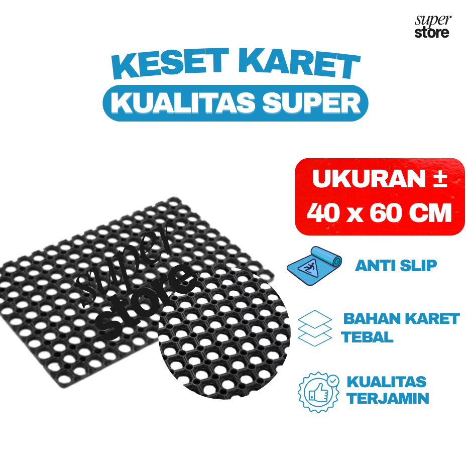 Keset Kaki Keset Karet Anti Slip Keset Karet Kamar Mandi Keset Karet Lubang Uk 40 x 60 cm