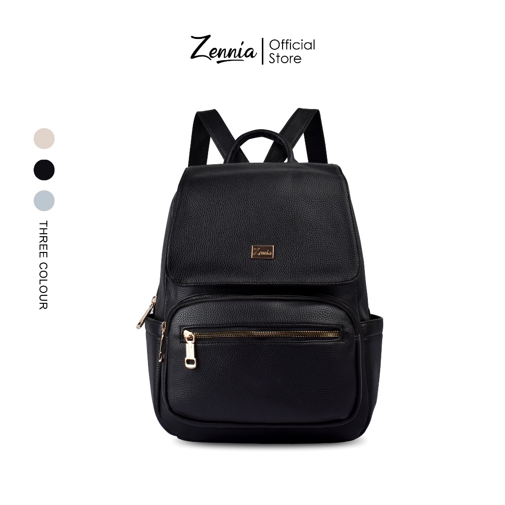 Zennia Aerin Korean Style Backpack Wanita | Tas Ransel PU Leather Water Resistant Muat iPad