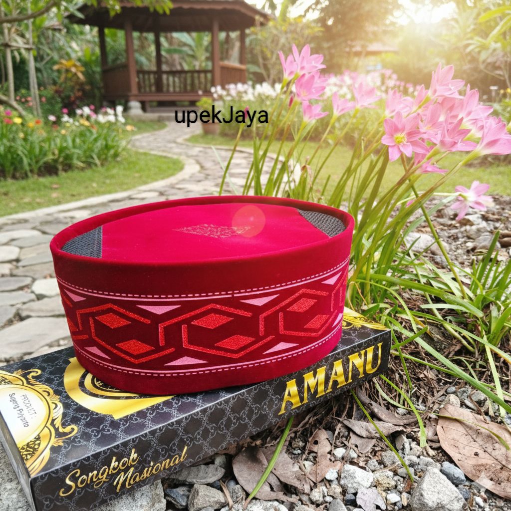 Songkok merah maroon AC batik 3D anak dewasa
