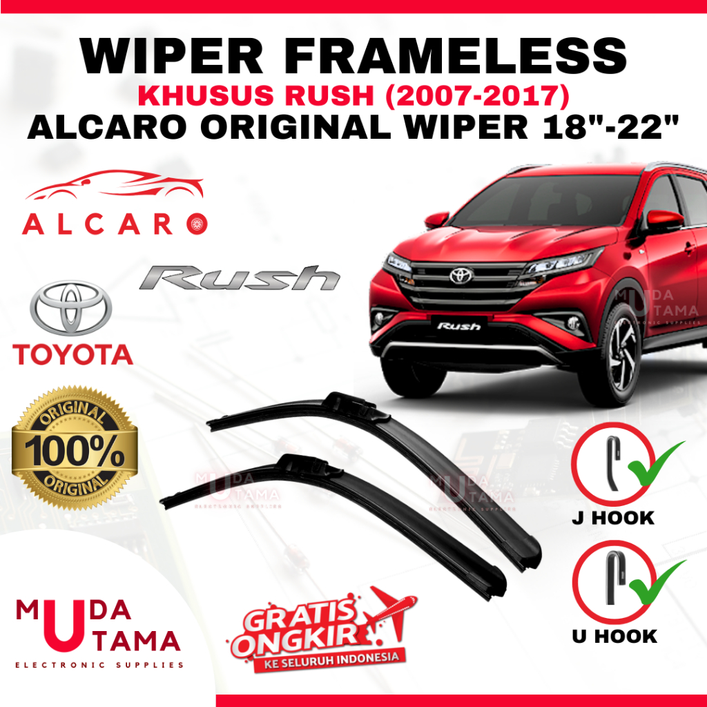 Wiper Frameless RUSH 2007 s/d 2017 Original Alcaro - Sapu Kaca RUSH - Wiper RUSH Frameless - Wiper F