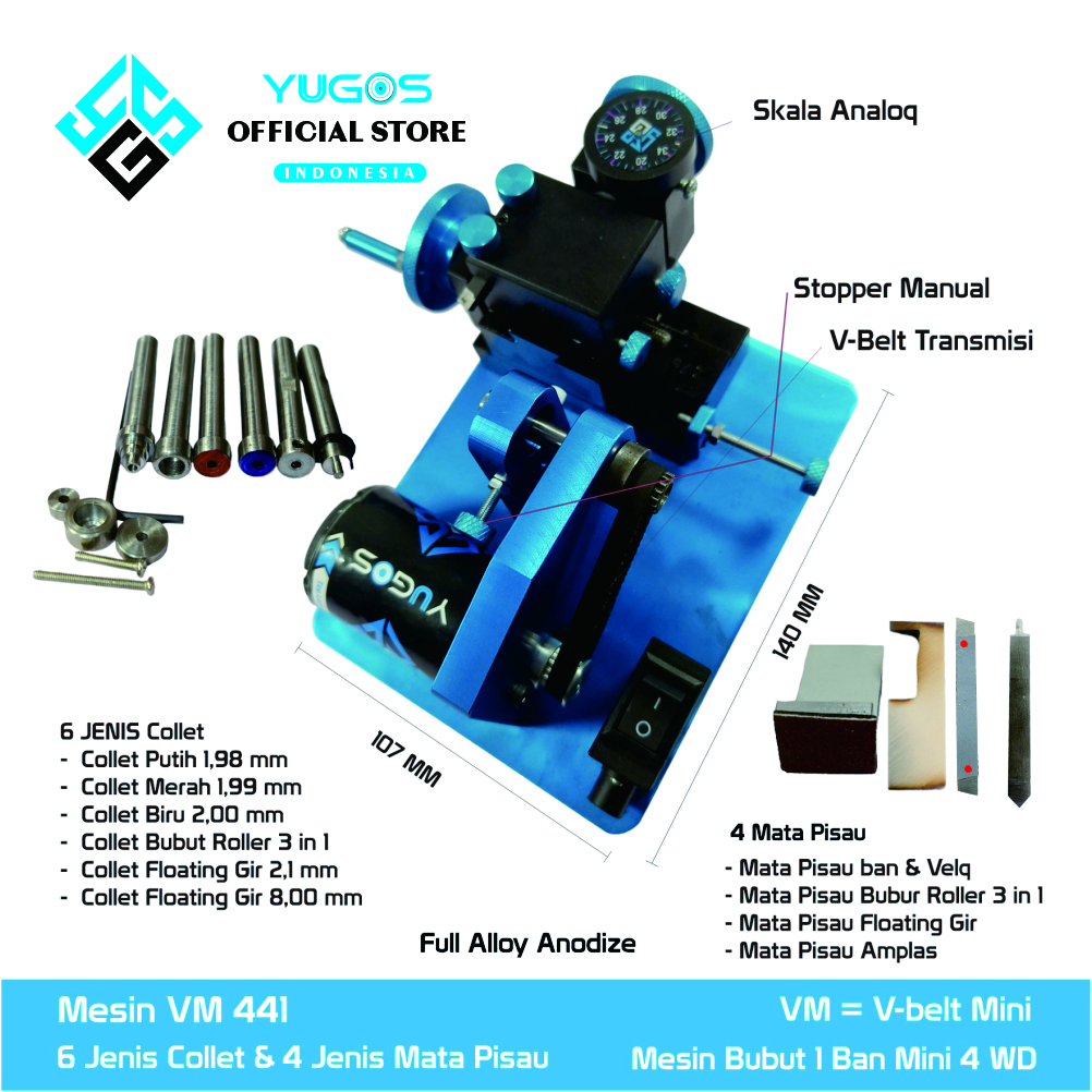 Mesin Bubut Mini 4 WD VM441 YUGOS Development