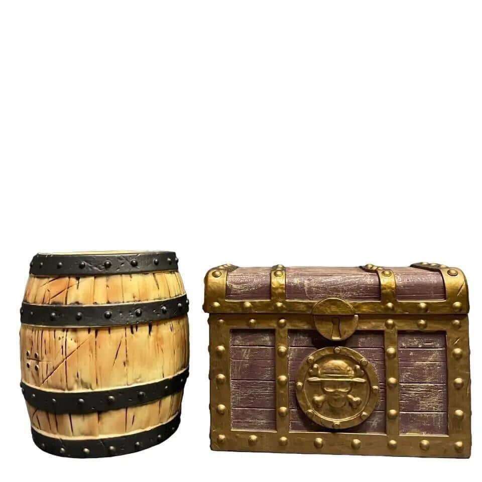 Pajangan One Piece Set Peti Harta Karun Gentong PVC Resin Dekorasi Koleksi