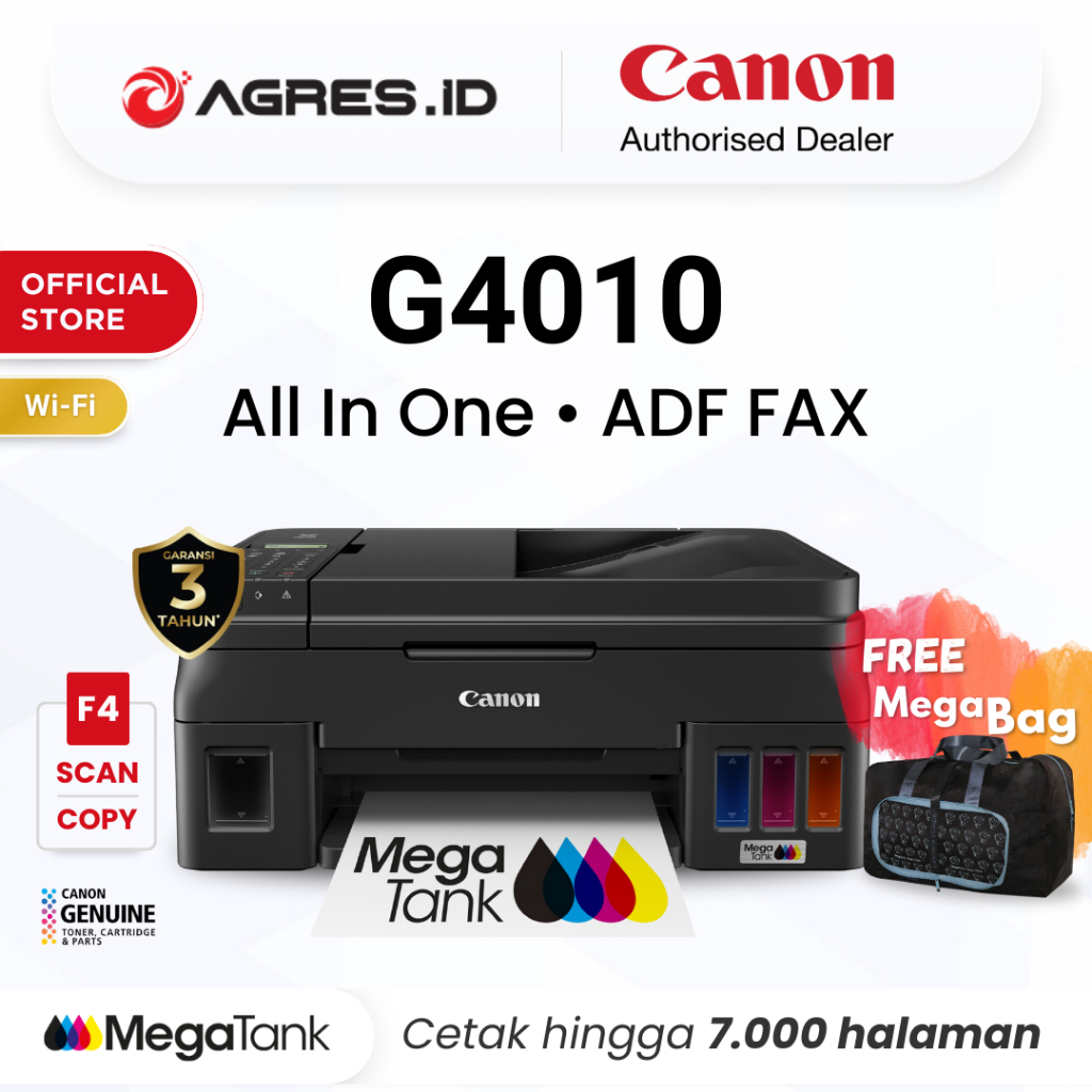 Printer F4 Wifi Canon G4010 - Ink Tank ADF FAX Wireless All In One Print Scan Copy MacOS - Garansi 3
