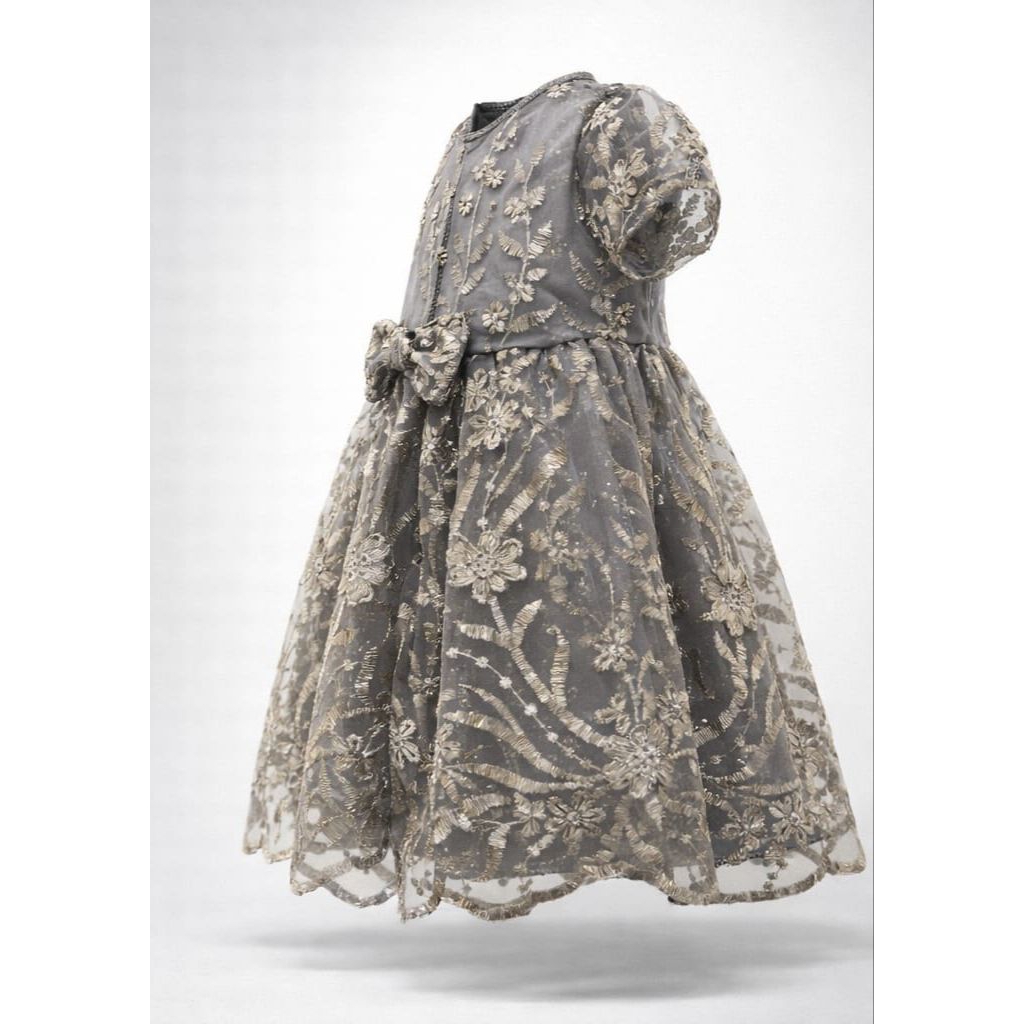 Dress Brukat Anak Abu Ungu