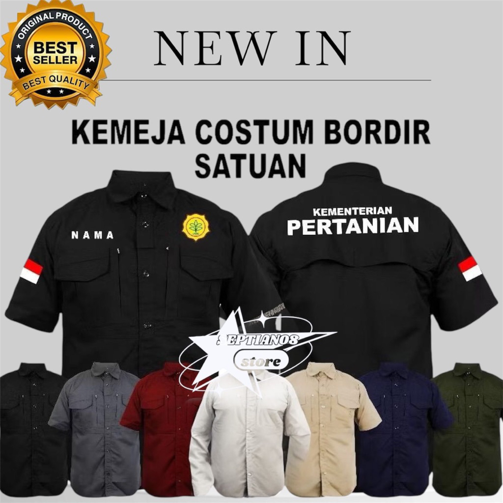 kemeja tactical kementan terbaru full bordir baju seragam kementan lengan pendek