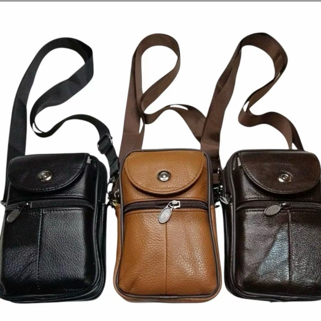 SARUNG HP Dompet Tas Pinggang Kulit 2HP Resleting Vertikal Ukuran 6,5 Inch (16.5x10 Cm)