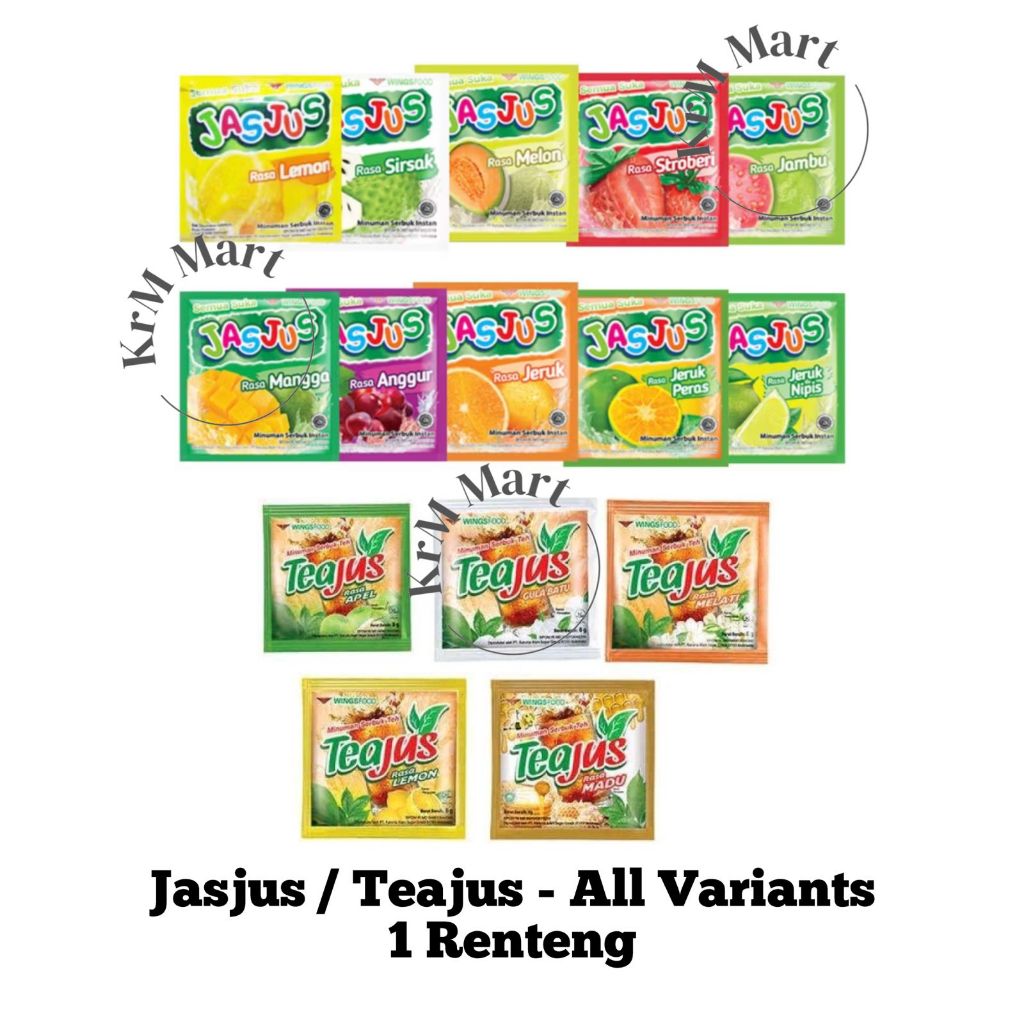 JasJus TeaJus 1 renteng renceng All Varian jas jus tea teh Kelapa Muda Cincau Anggur Jambu Lemon Mel