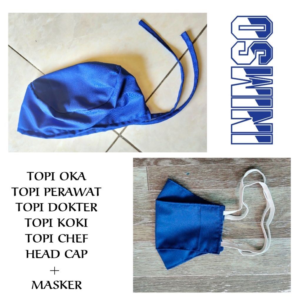 Topi Koki Topi Bedah Topi Chef Topi Dokter Topi Oka Topi Perawat Head Cap Topi penutup rambut dan ma