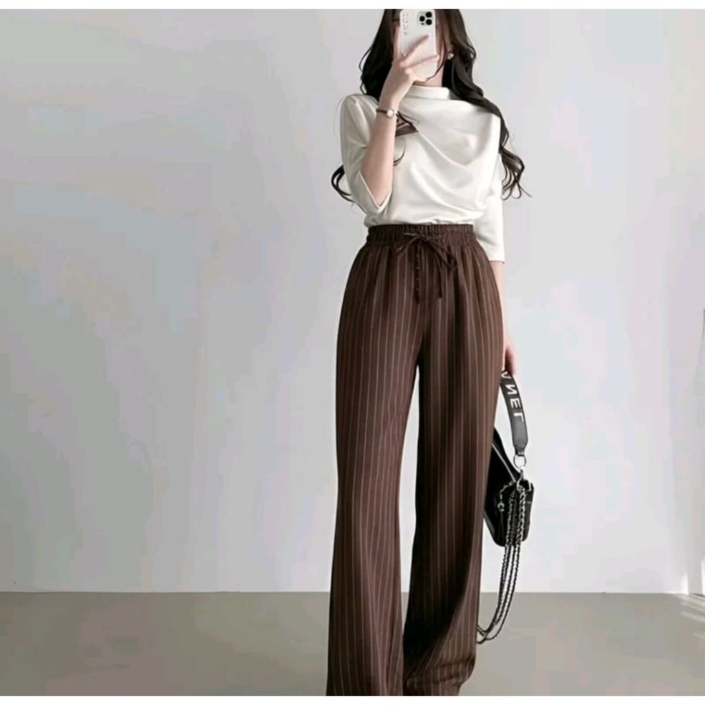 Everyday pants - celana kulot stripe bangkok - celana kulot trendy wanita - kulot stripe bangkok - e