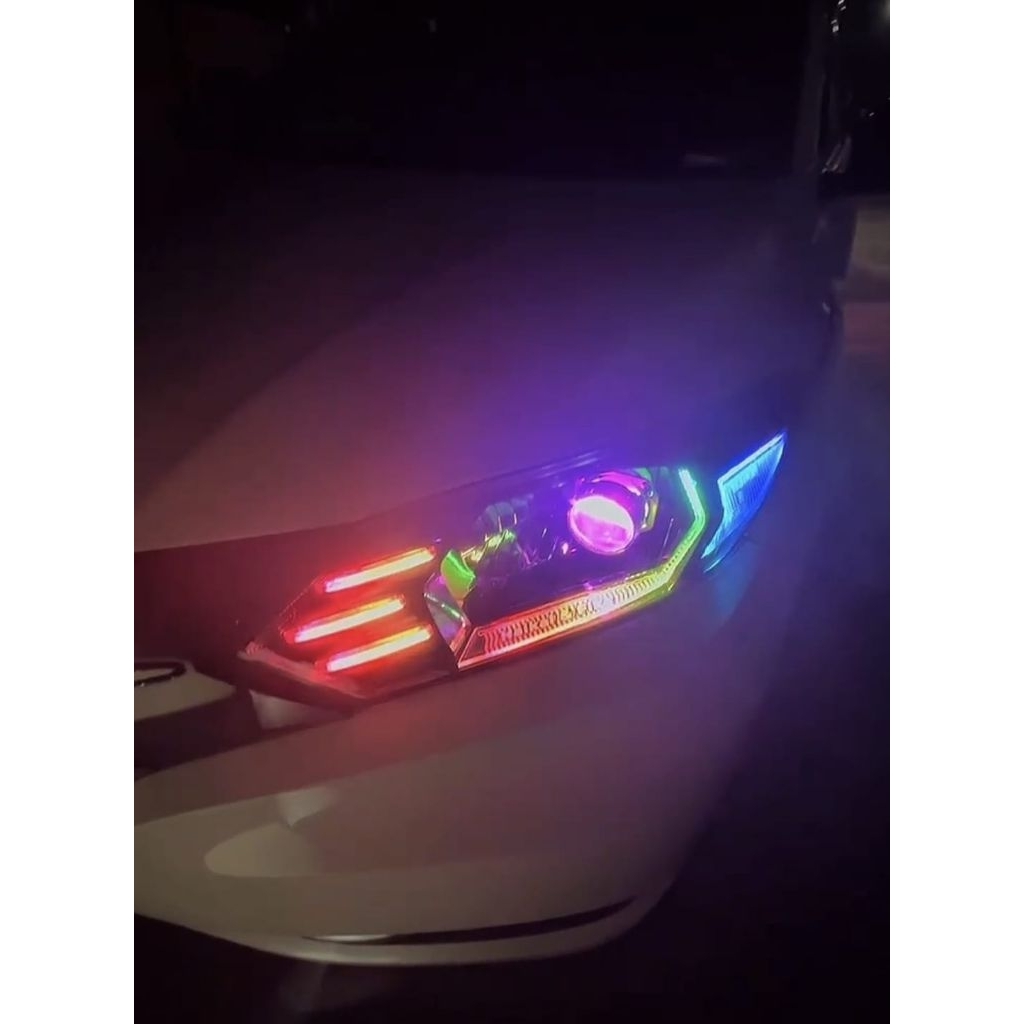 SLIME FRAME HEXAGONAL & CAKAR DEPAN LED RGB 210 MODE RUNNING MOBIL HR-V LAMA