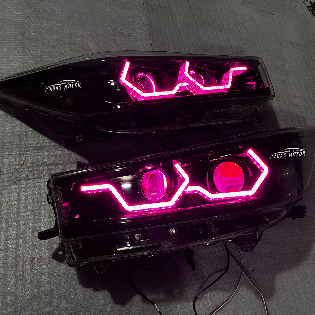 headlamp innova reborn type g custom double projector hexagonal rgb black housing