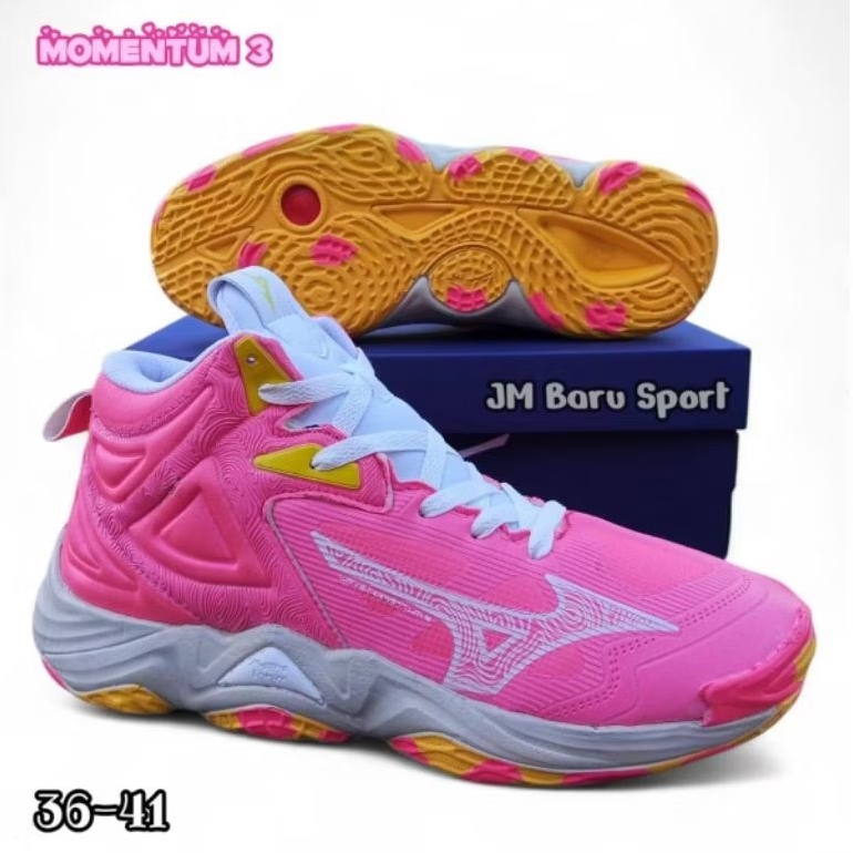 Sepatu Volly Wanita Terbaru Mizuno Wave Momentum 3 MID - Sepatu Olahraga Volly Anak Anak keren Terba