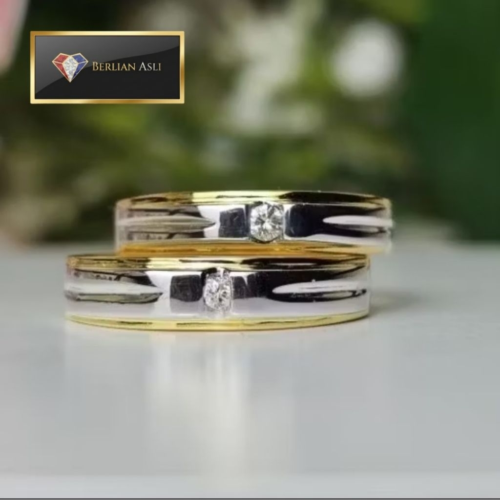 Cincin Nikah Kawin Couple Berlian Asli Emas Perak Palladium 01-201