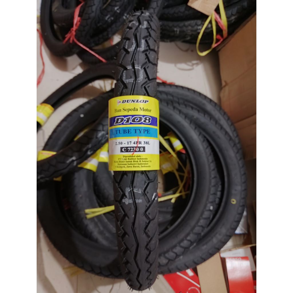 Ban Dunlop D108 275-17//250-17 Tube type Belakang Depan Motor bebek Ring 17