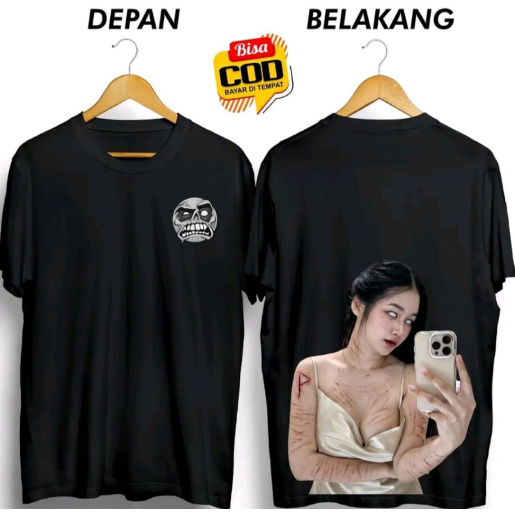 Kaos Distro HANTU VIRAL HOT SEKSI SELFI Kaos Sablon Custom/Kaos T-shirt Pria Dan Wanita