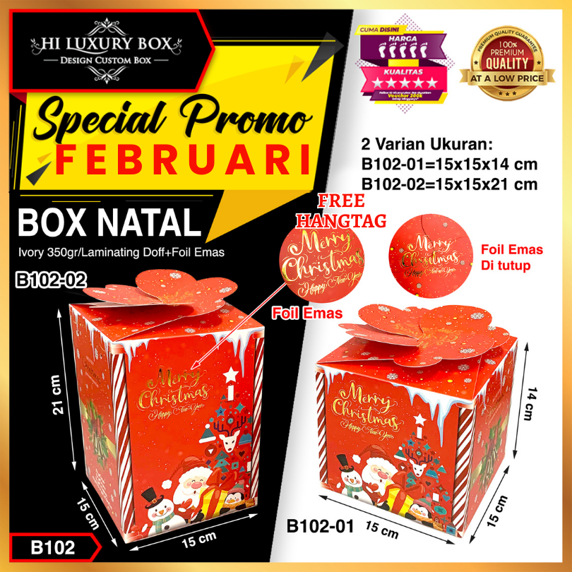 Box Natal | Kotak Hampers |Toples 500gr|Dus Kue | Box Packaging|B102