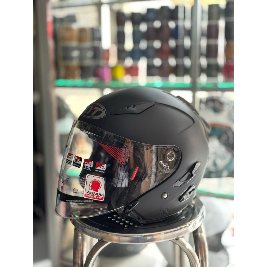 Helm kyt galaxy flat R warna hitam doff original kyt hallface double visor