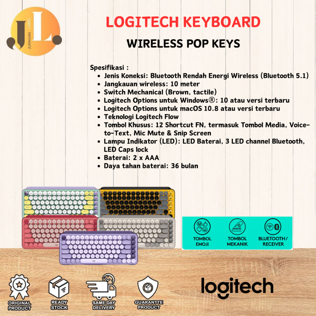 Logitech POP Keys Wireless Mechanical Emoji Keyboard - Yellow Blast-DAYDREAM-- HEARTBREAKER-MISTSAND