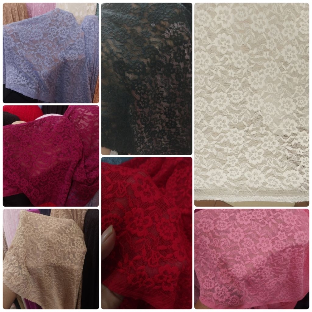 Kain Bahan/BRUKAT MELAR/Meteran/Motif Bunga/Brukat kebaya/Harga per 0,5 meter