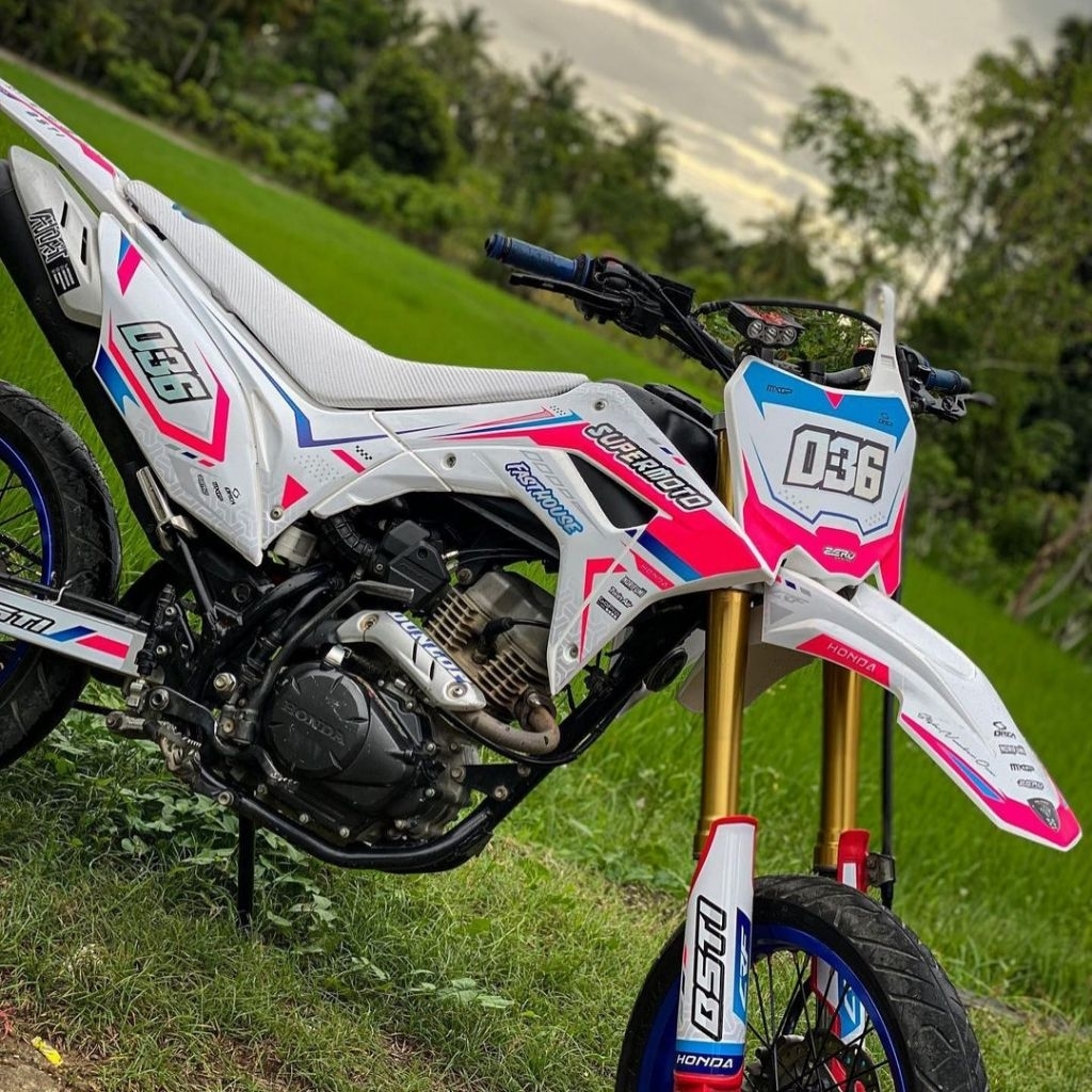VULGATA GRAPHIX - DECAL CRF PUTIH PINK KOMBINASI BIRU