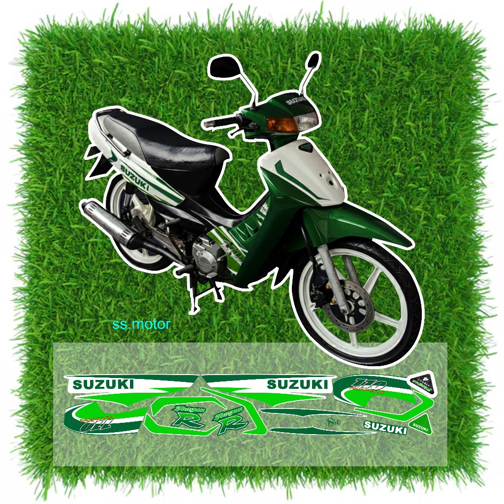 striping stiker suzuki shogun kebo custom hijau putih