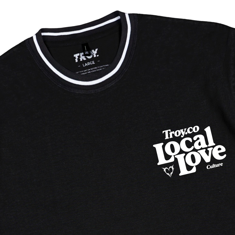 Troy Company Neck Strip Tshirt Black Local Love - Kaos Lengan Pendek Kaos Hitam KST 3033-2B1W