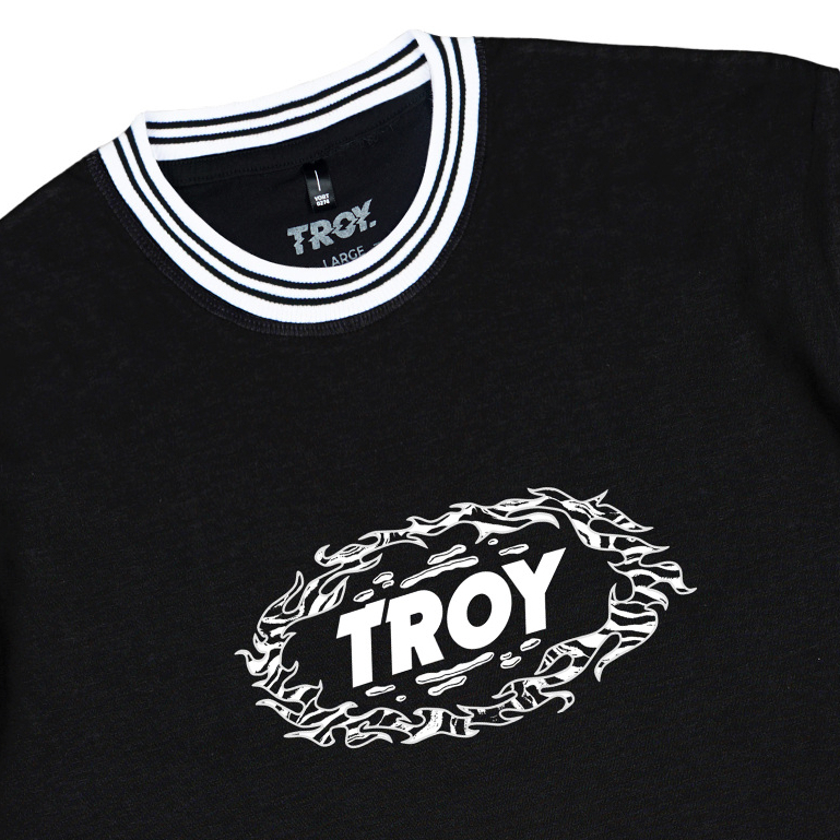 Troy Company Neck Strip Tshirt Black Hydrargyrum - Kaos Lengan Pendek Kaos Hitam KST 3078-3W2B