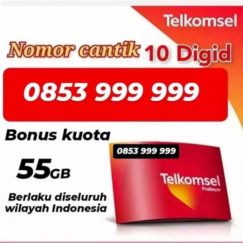 COD NOMOR CANTIK TELKOMSEL/SIMPATI 10-12 DIGIT BONUS KUOTA UTAMA 55GB