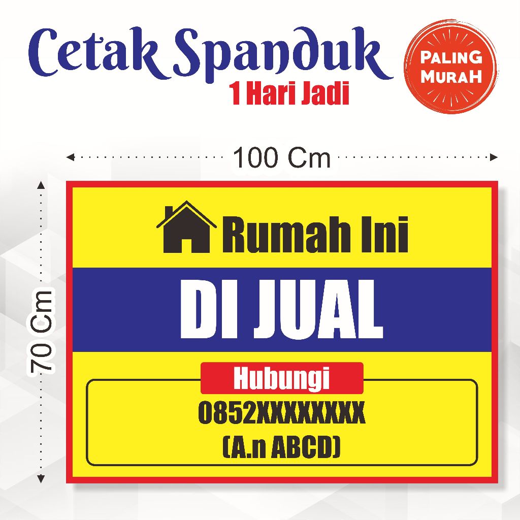 Spanduk Rumah Dijual | Banner Jual Rumah Full Color | Custom