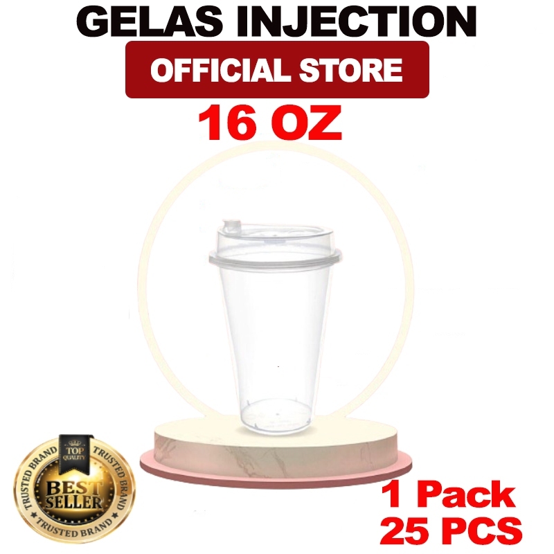 CUP PP INJECTION 16 Oz 500ml | gelas injection 16 oz TUTUP TERPISAH